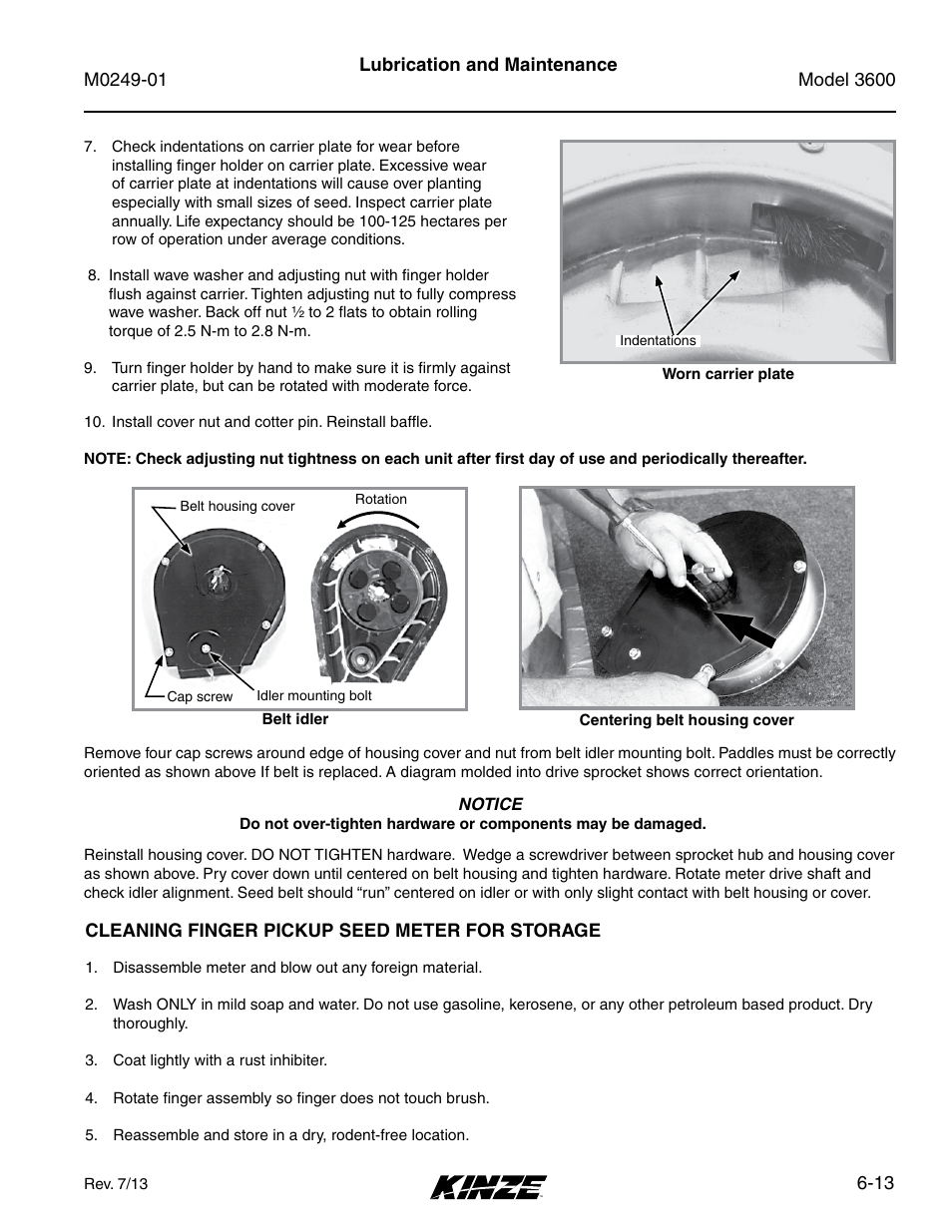 Cleaning finger pickup seed meter for storage, Cleaning finger pickup seed meter for storage -13 | Kinze 3600 Lift and Rotate Planter (70 CM) Rev. 5/14 User Manual | Page 117 / 158