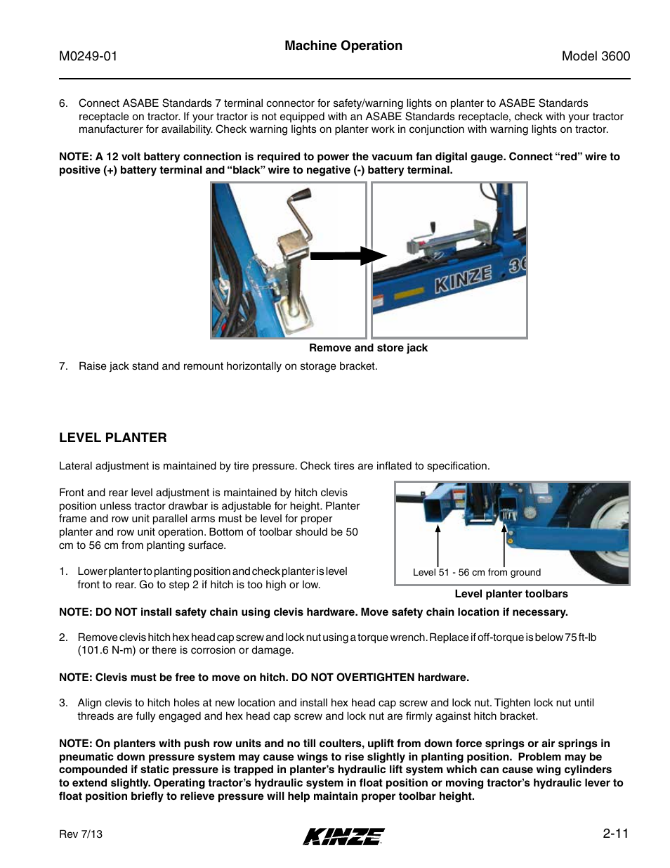 Level planter, Level planter -11 | Kinze 3600 Lift and Rotate Planter (70 CM) Rev. 5/14 User Manual | Page 23 / 158