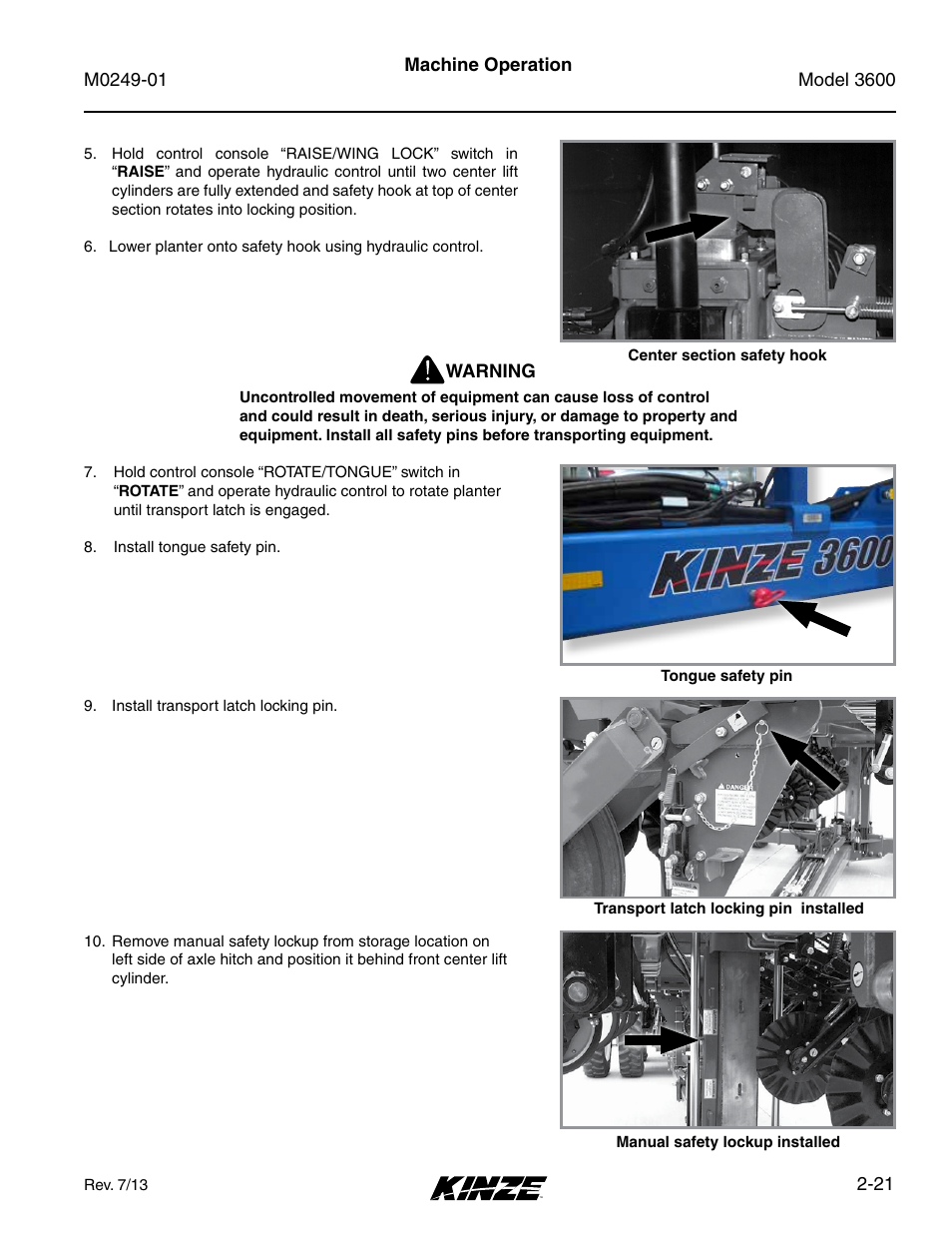 Kinze 3600 Lift and Rotate Planter (70 CM) Rev. 5/14 User Manual | Page 33 / 158