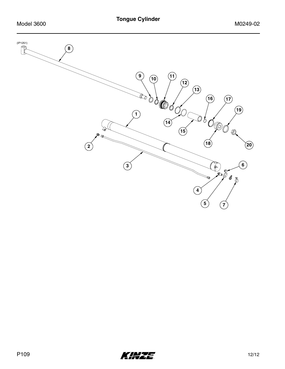 Tongue cylinder | Kinze 3600 Lift and Rotate Planter (70 CM) Rev. 6/14 User Manual | Page 112 / 186