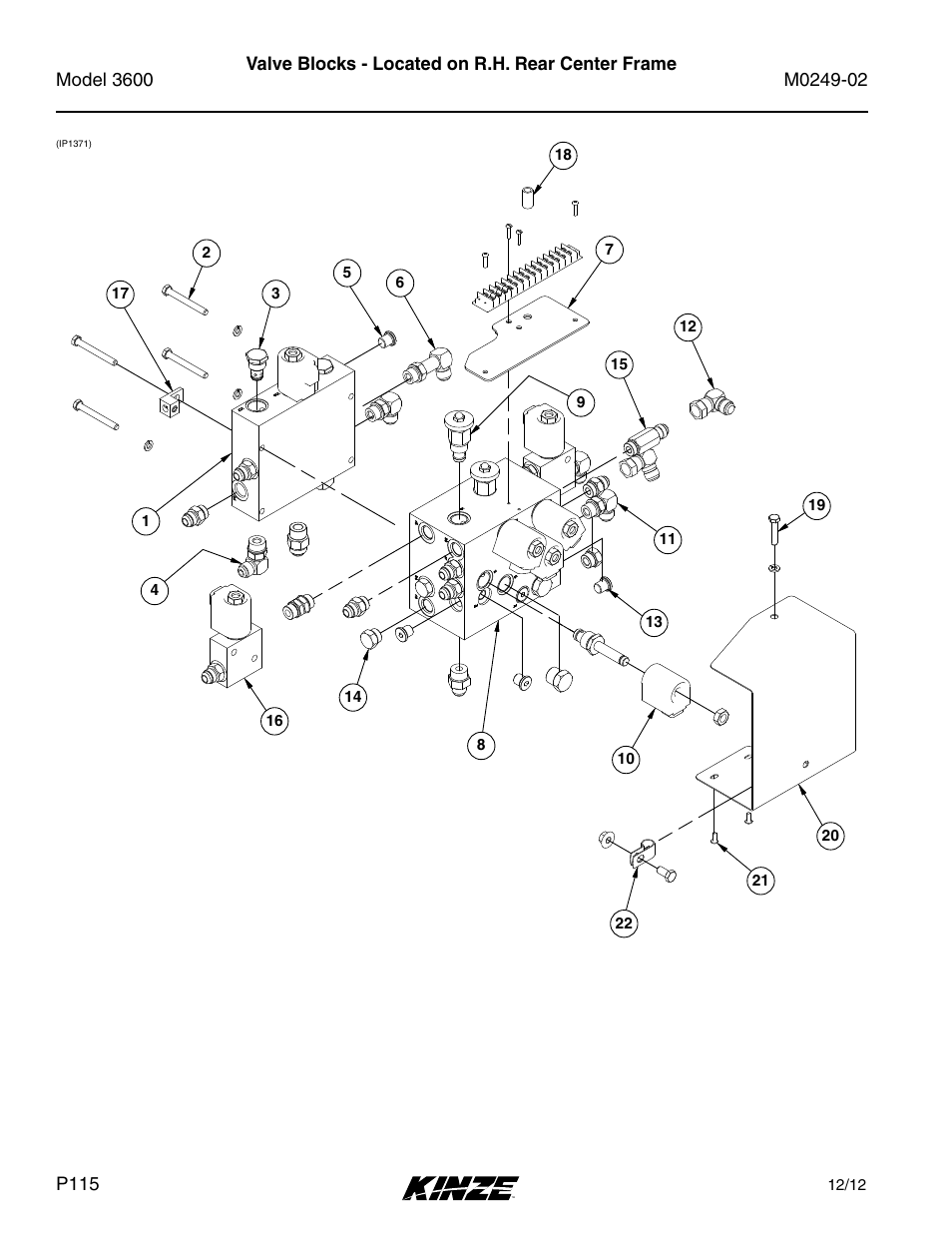 Valve blocks - located on r.h. rear center frame | Kinze 3600 Lift and Rotate Planter (70 CM) Rev. 6/14 User Manual | Page 118 / 186