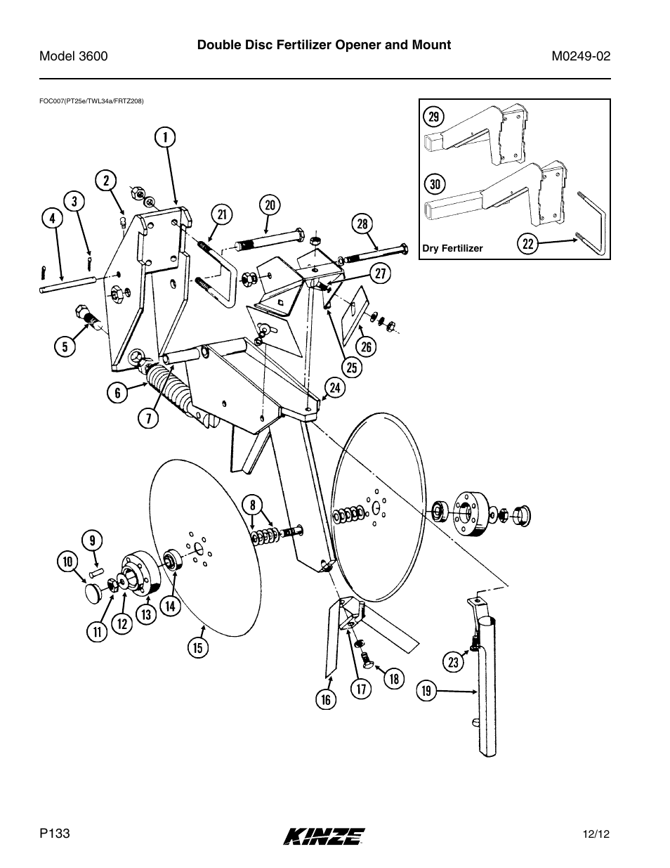 Fertilizer, Double disc fertilizer opener and mount | Kinze 3600 Lift and Rotate Planter (70 CM) Rev. 6/14 User Manual | Page 136 / 186