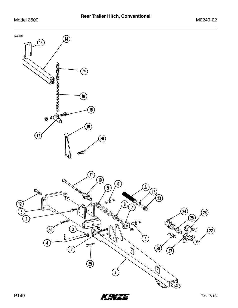 Rear trailer hitch, conventional | Kinze 3600 Lift and Rotate Planter (70 CM) Rev. 6/14 User Manual | Page 152 / 186