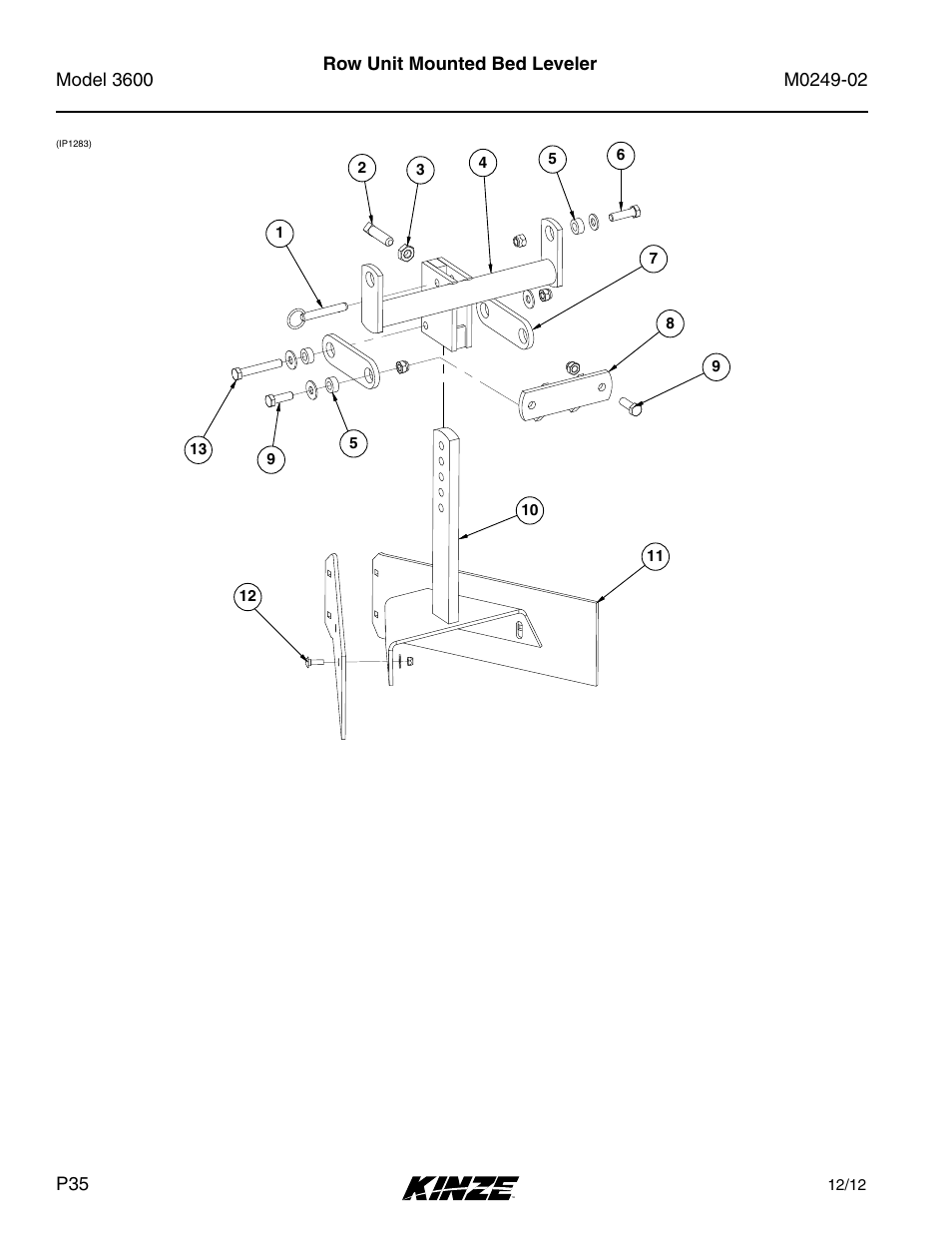 Row unit mounted bed leveler | Kinze 3600 Lift and Rotate Planter (70 CM) Rev. 6/14 User Manual | Page 38 / 186