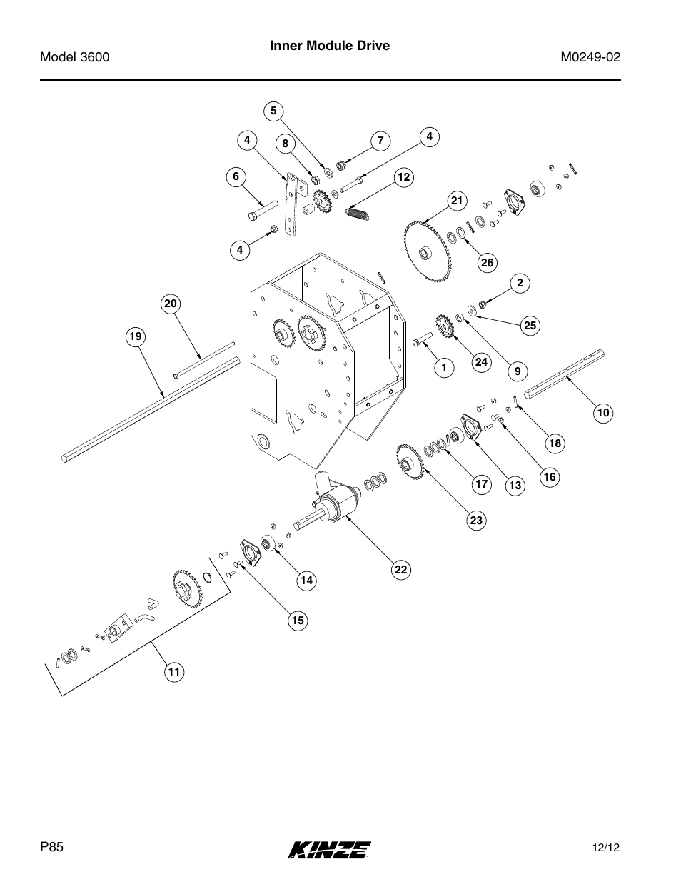 Inner module drive | Kinze 3600 Lift and Rotate Planter (70 CM) Rev. 6/14 User Manual | Page 88 / 186