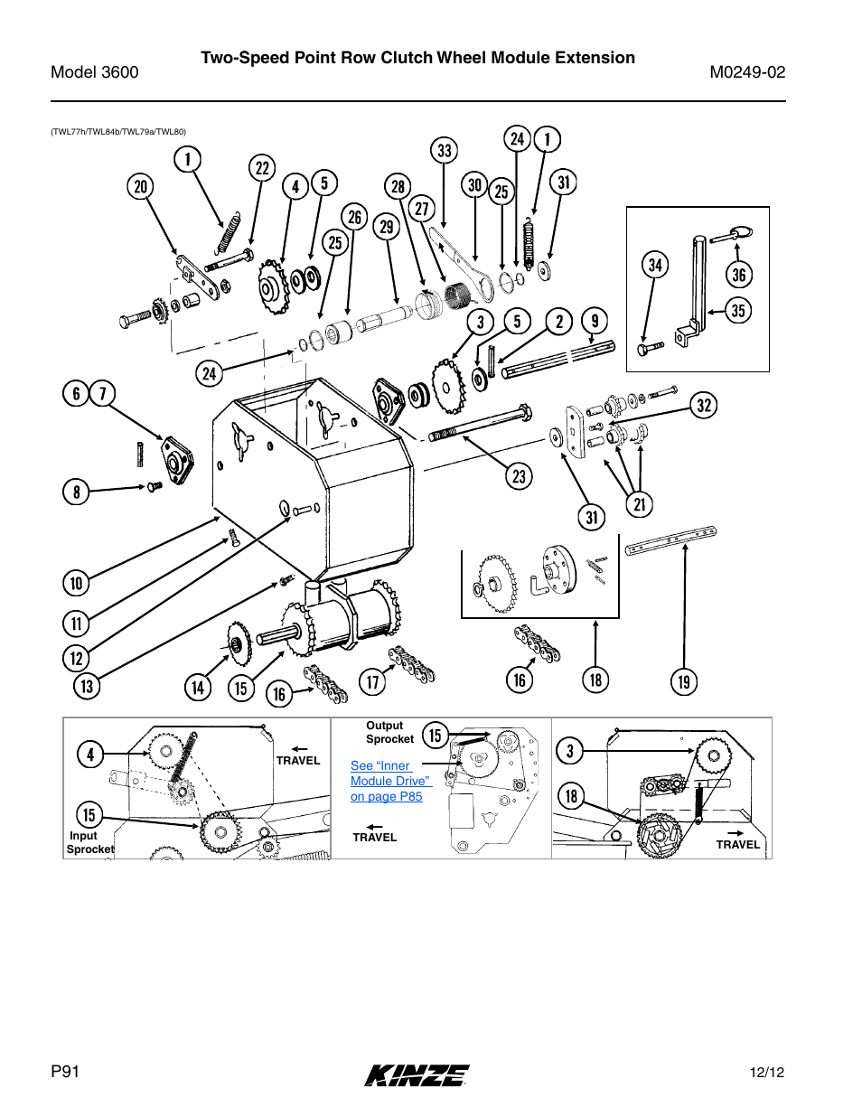 Two-speed point row clutch wheel module extension | Kinze 3600 Lift and Rotate Planter (70 CM) Rev. 6/14 User Manual | Page 94 / 186