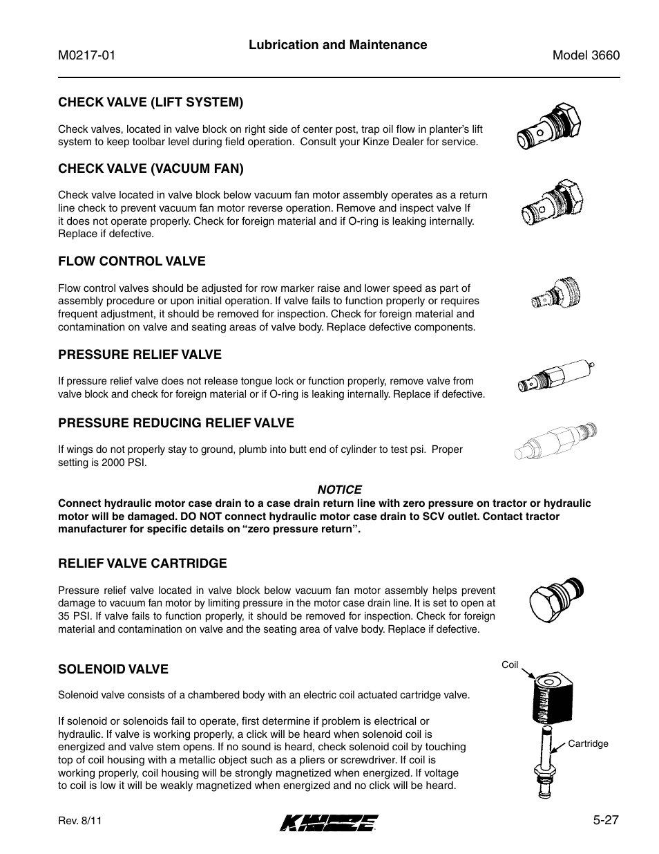 Pressure reducing relief valve, Pressure reducing relief valve -27 | Kinze 3660 Lift and Rotate Planter Rev. 7/14 User Manual | Page 107 / 150