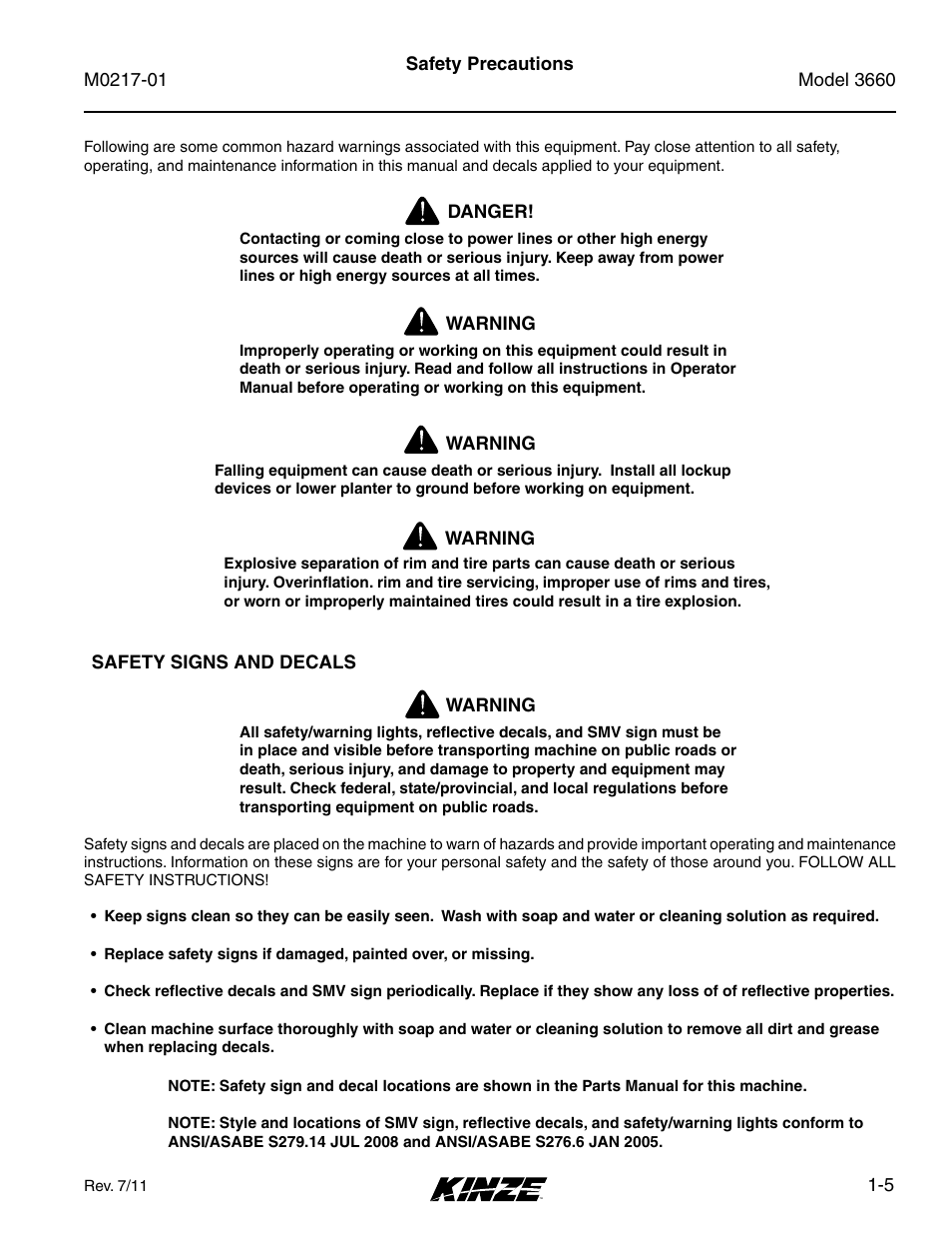 Kinze 3660 Lift and Rotate Planter Rev. 7/14 User Manual | Page 11 / 150