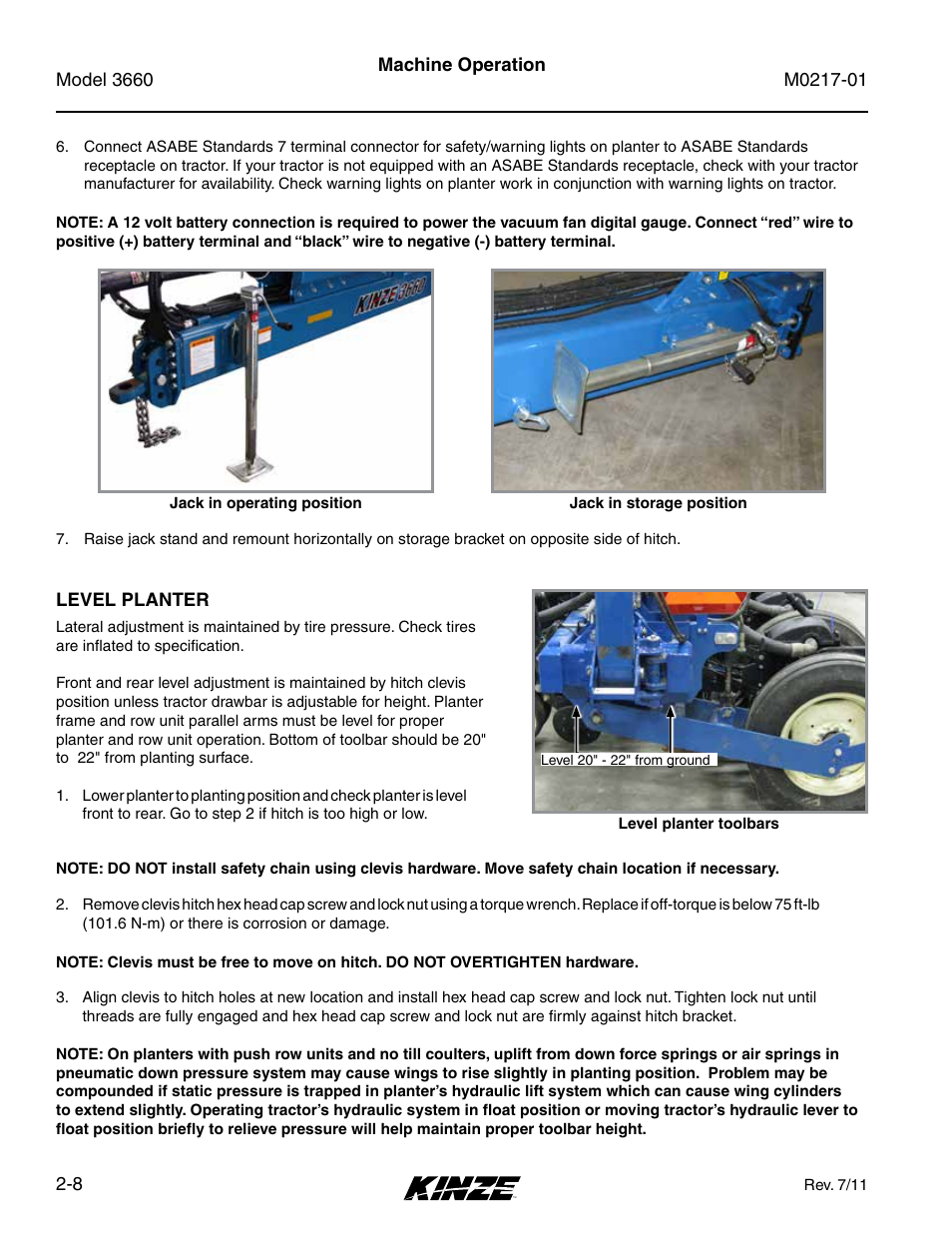 Level planter, Level planter -8 | Kinze 3660 Lift and Rotate Planter Rev. 7/14 User Manual | Page 20 / 150