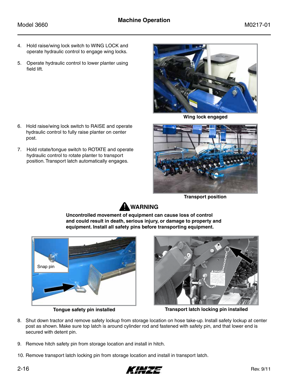 Kinze 3660 Lift and Rotate Planter Rev. 7/14 User Manual | Page 28 / 150
