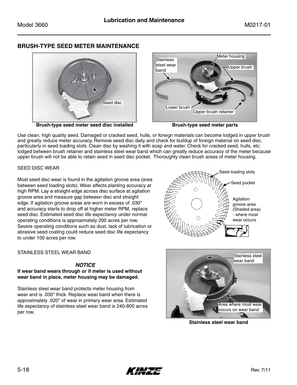 Brush-type seed meter maintenance, Brush-type seed meter maintenance -18 | Kinze 3660 Lift and Rotate Planter Rev. 7/14 User Manual | Page 98 / 150