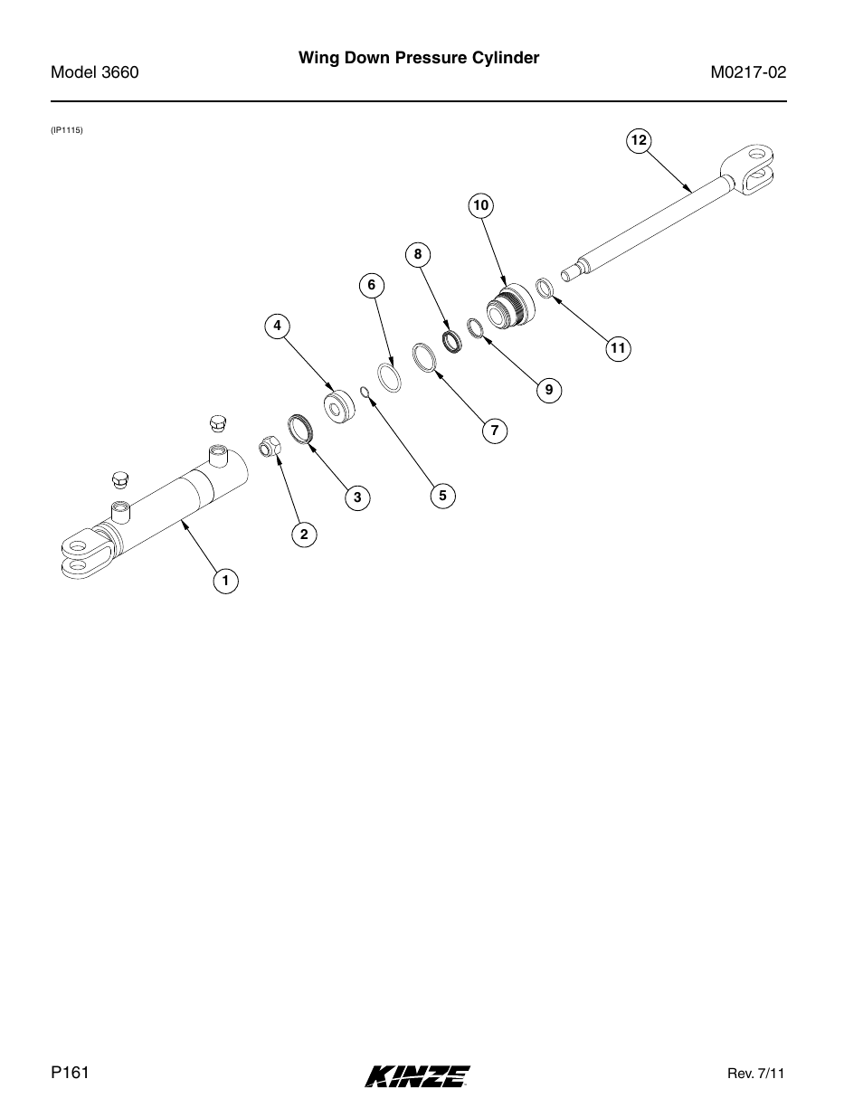 Hydraulics, Wing down pressure cylinder | Kinze 3660 Lift and Rotate Planter Rev. 6/14 User Manual | Page 164 / 282