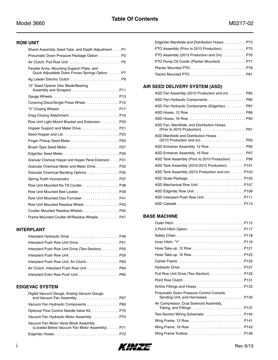Kinze 3660 Lift and Rotate Planter Rev. 6/14 User Manual | Page 2 / 282