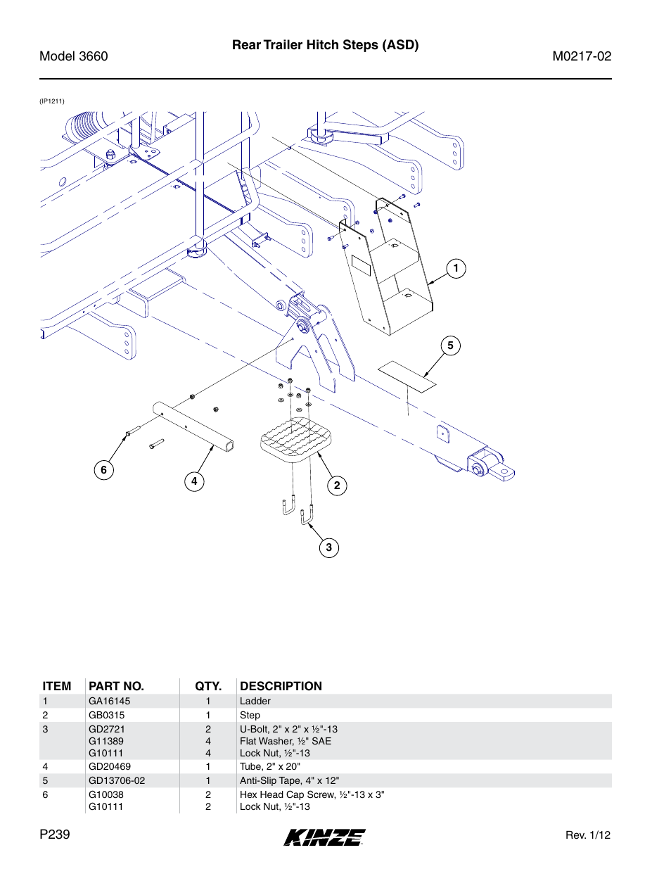 Rear trailer hitch steps (asd) | Kinze 3660 Lift and Rotate Planter Rev. 6/14 User Manual | Page 242 / 282