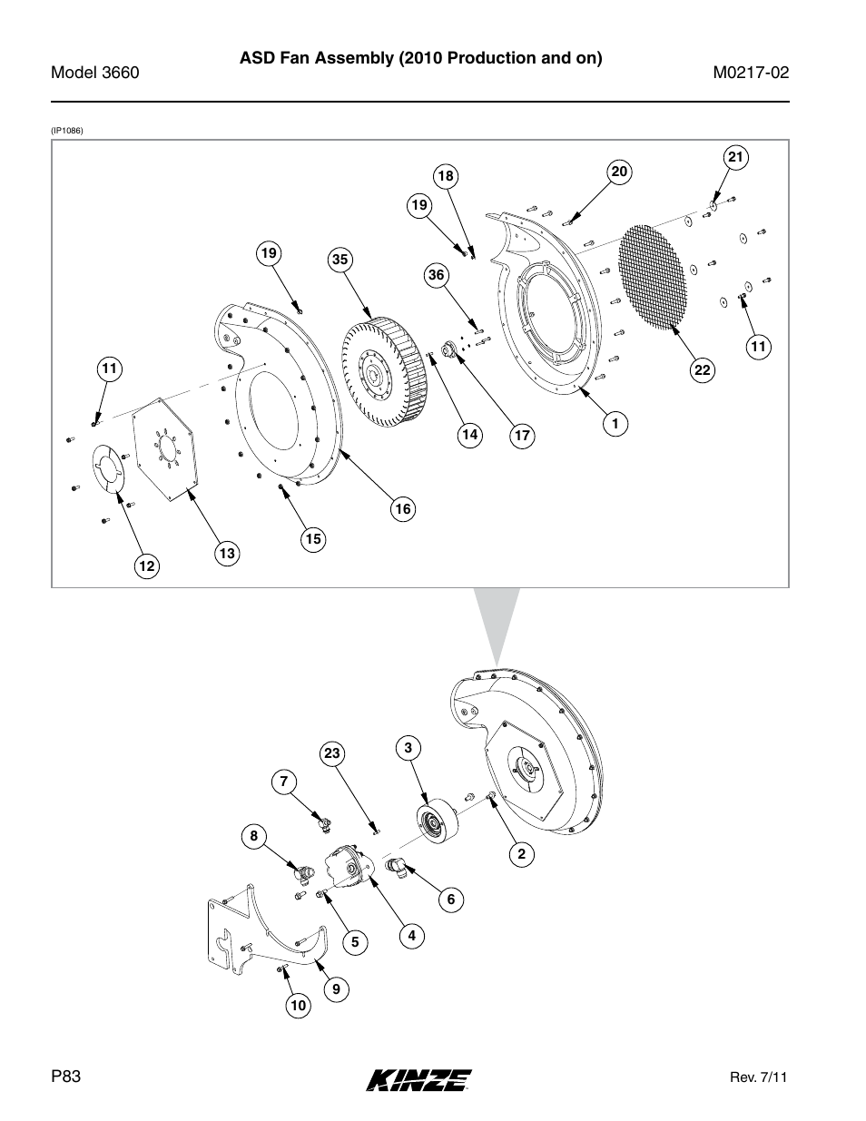 Air seed delivery system (asd), Asd fan assembly (2010 production and on) | Kinze 3660 Lift and Rotate Planter Rev. 6/14 User Manual | Page 86 / 282