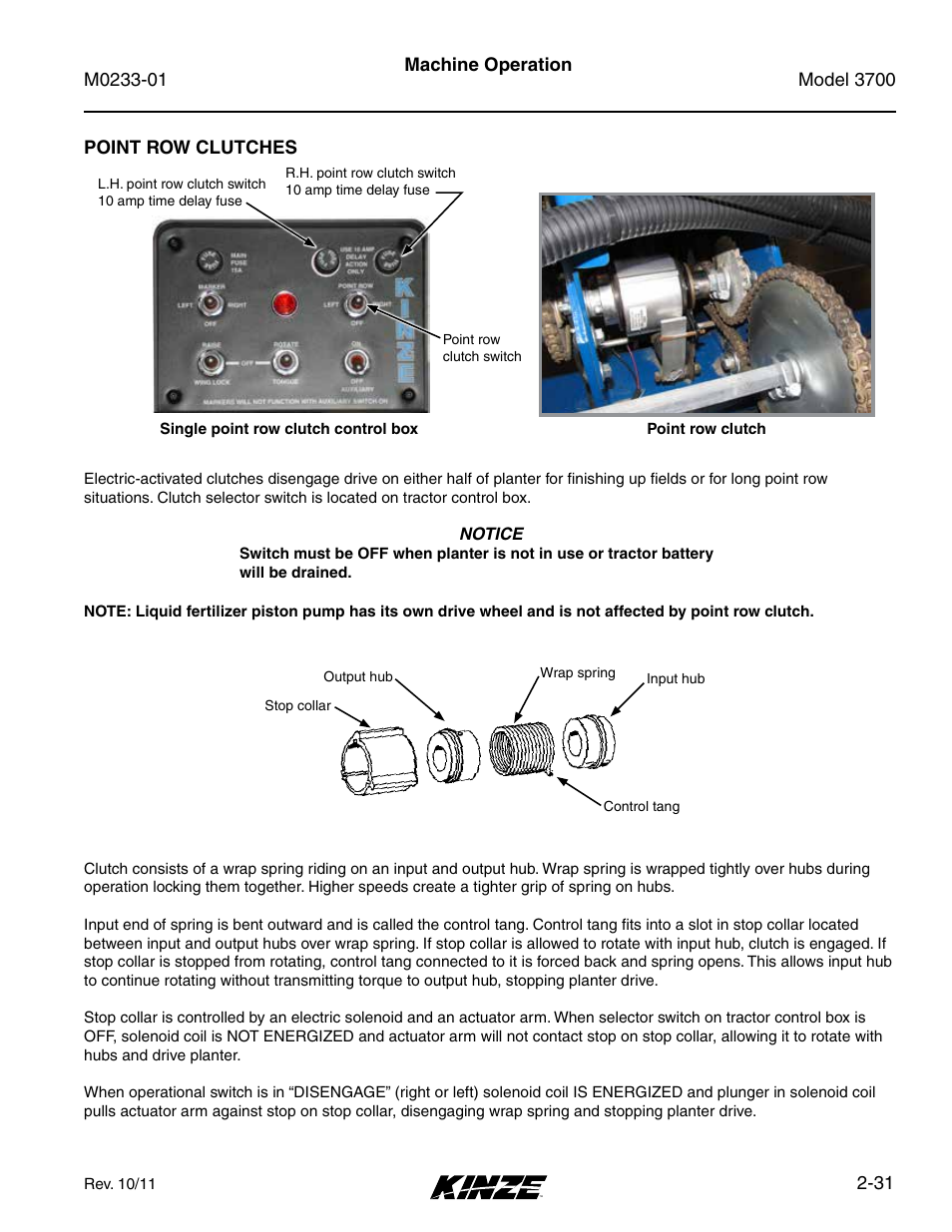 Point row clutches, Point row clutches -31 | Kinze 3700 Front Folding Planter Rev. 7/14 User Manual | Page 41 / 172