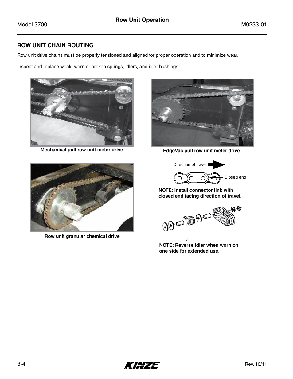 Row unit chain routing, Row unit chain routing -4 | Kinze 3700 Front Folding Planter Rev. 7/14 User Manual | Page 52 / 172