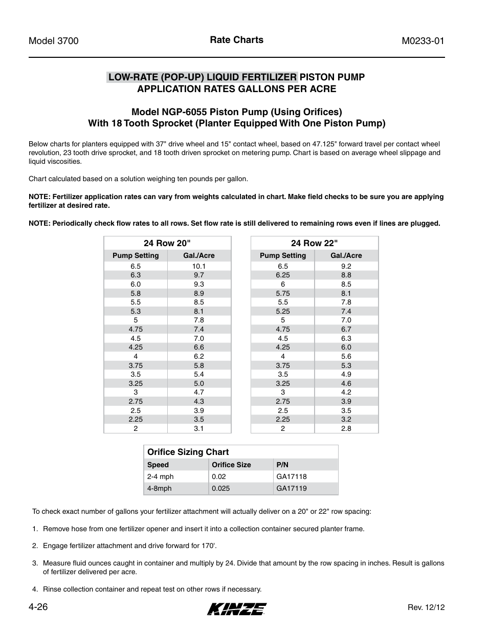 Rate charts | Kinze 3700 Front Folding Planter Rev. 7/14 User Manual | Page 94 / 172