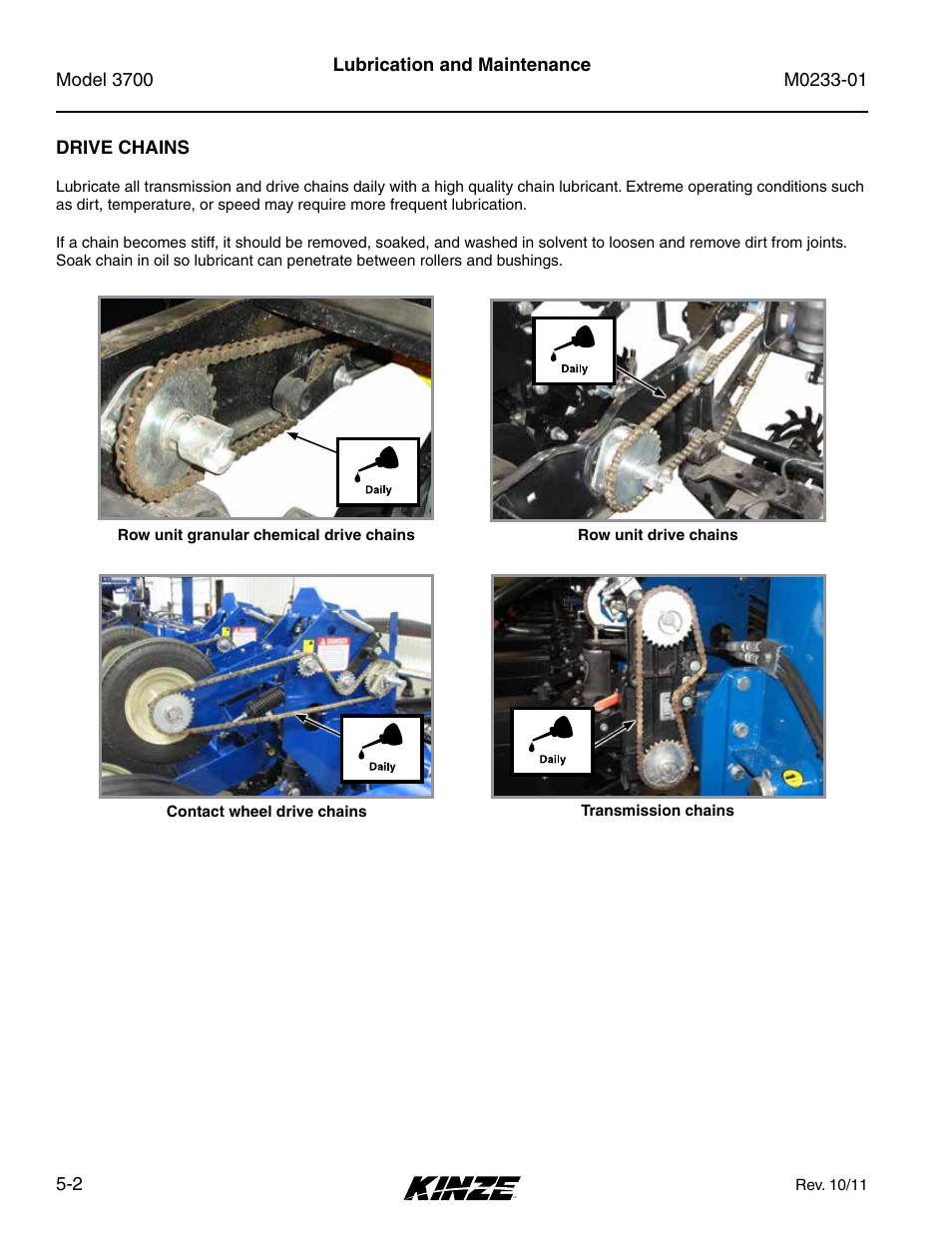 Drive chains, Drive chains -2 | Kinze 3700 Front Folding Planter Rev. 7/14 User Manual | Page 98 / 172