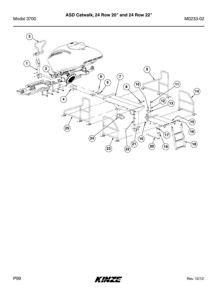 Asd catwalk, 24 row 20" and 24 row 22 | Kinze 3700 Front Folding Planter Rev. 6/14 User Manual | Page 102 / 284
