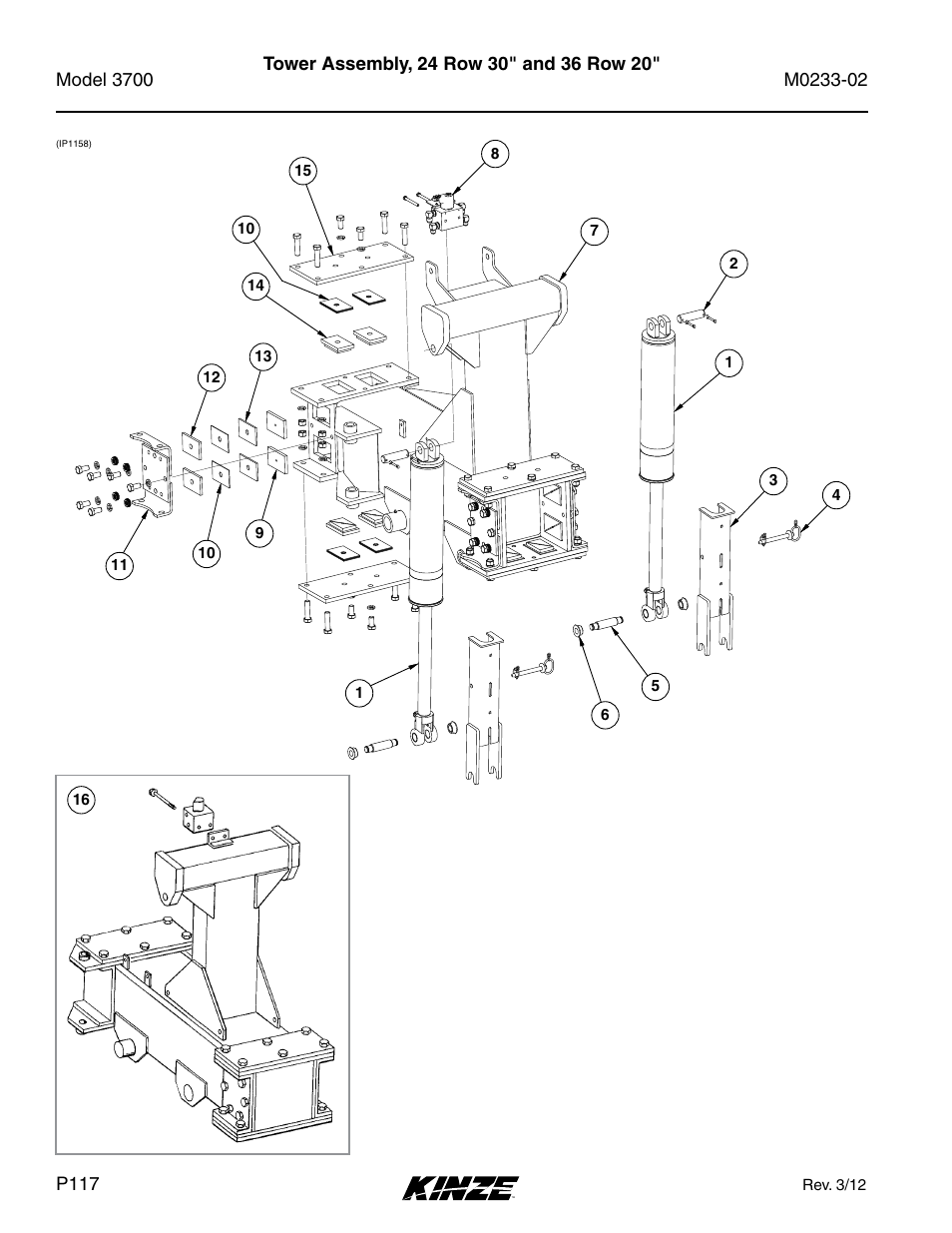 Tower assembly, 24 row 30" and 36 row 20 | Kinze 3700 Front Folding Planter Rev. 6/14 User Manual | Page 120 / 284