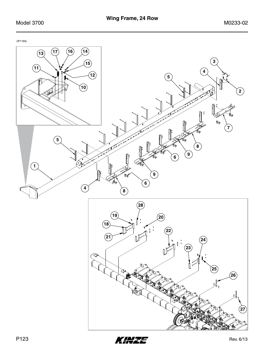 Wing frame, 24 row | Kinze 3700 Front Folding Planter Rev. 6/14 User Manual | Page 126 / 284