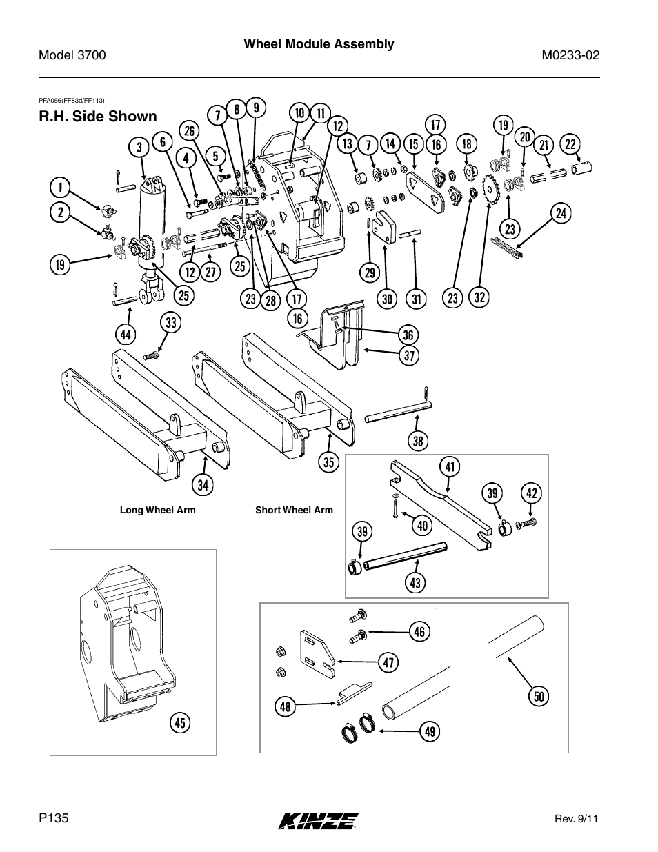 Wheel module assembly, R.h. side shown | Kinze 3700 Front Folding Planter Rev. 6/14 User Manual | Page 138 / 284