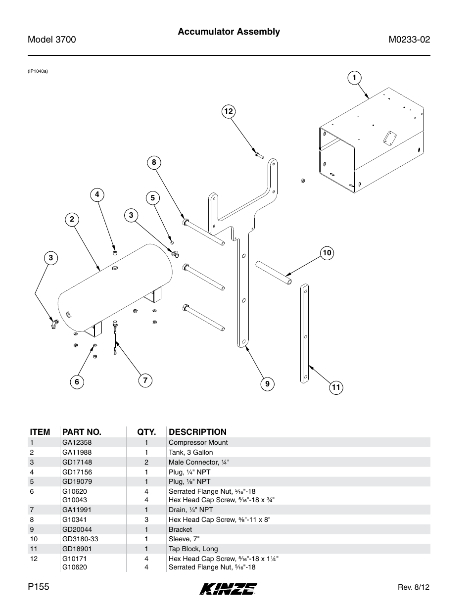 Accumulator assembly | Kinze 3700 Front Folding Planter Rev. 6/14 User Manual | Page 158 / 284