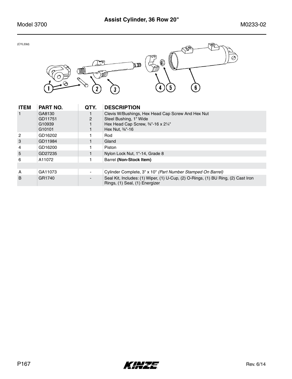 Assist cylinder, 36 row 20 | Kinze 3700 Front Folding Planter Rev. 6/14 User Manual | Page 170 / 284
