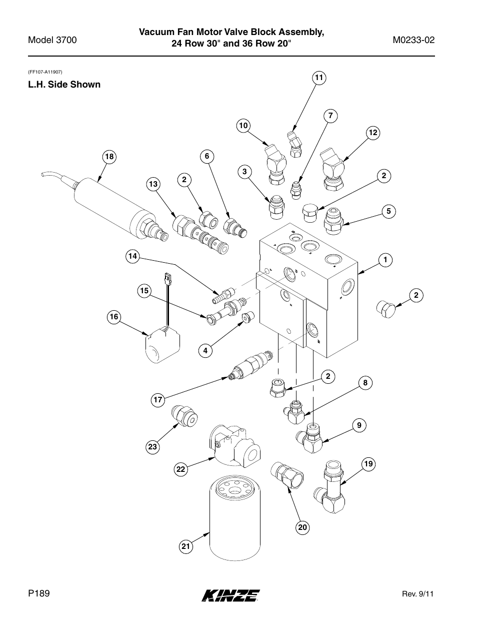 Vacuum fan motor valve block assembly | Kinze 3700 Front Folding Planter Rev. 6/14 User Manual | Page 192 / 284