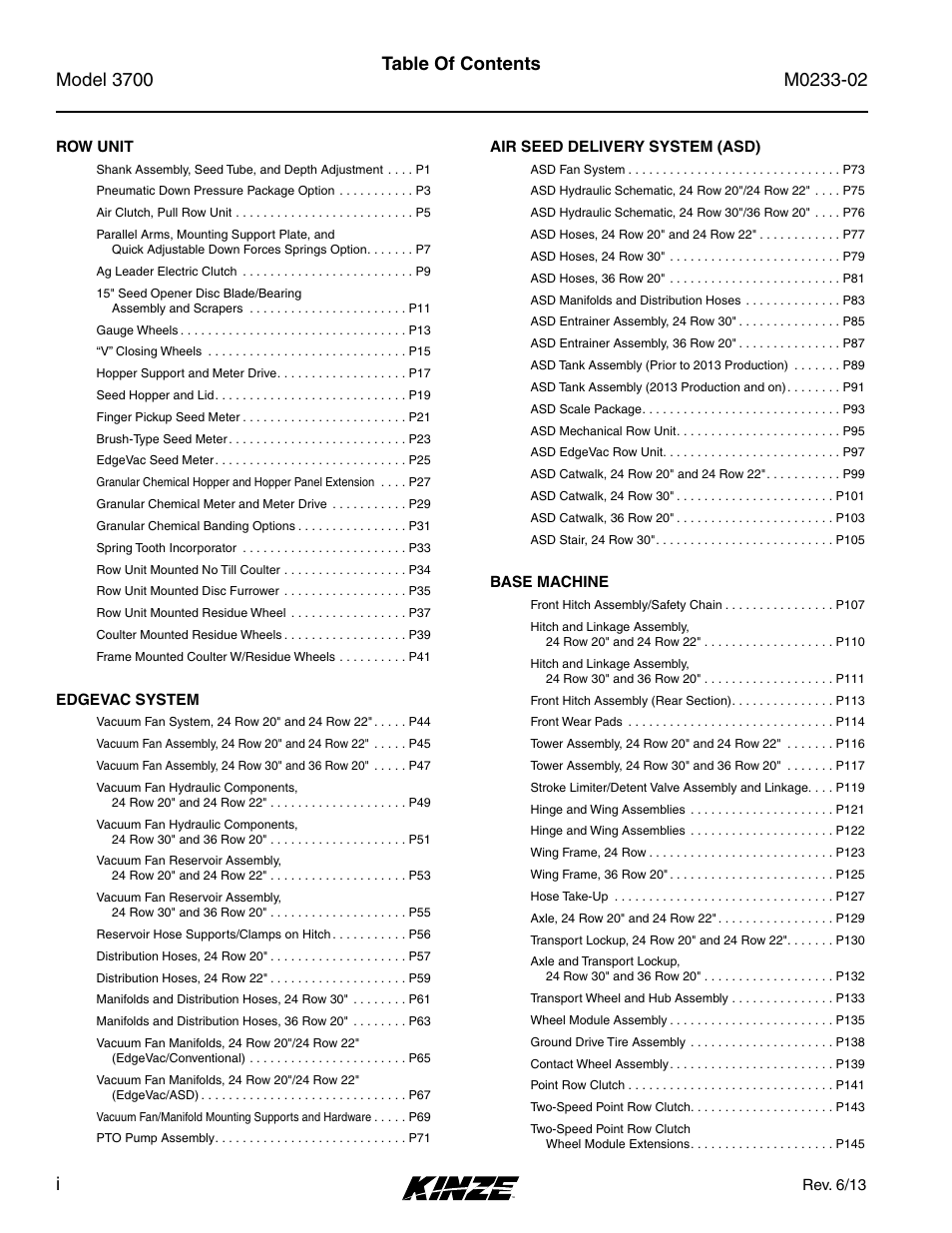 Kinze 3700 Front Folding Planter Rev. 6/14 User Manual | Page 2 / 284