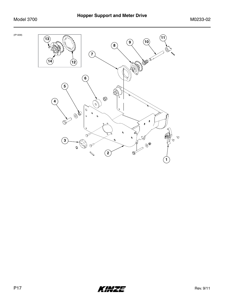 Hopper support and meter drive | Kinze 3700 Front Folding Planter Rev. 6/14 User Manual | Page 20 / 284