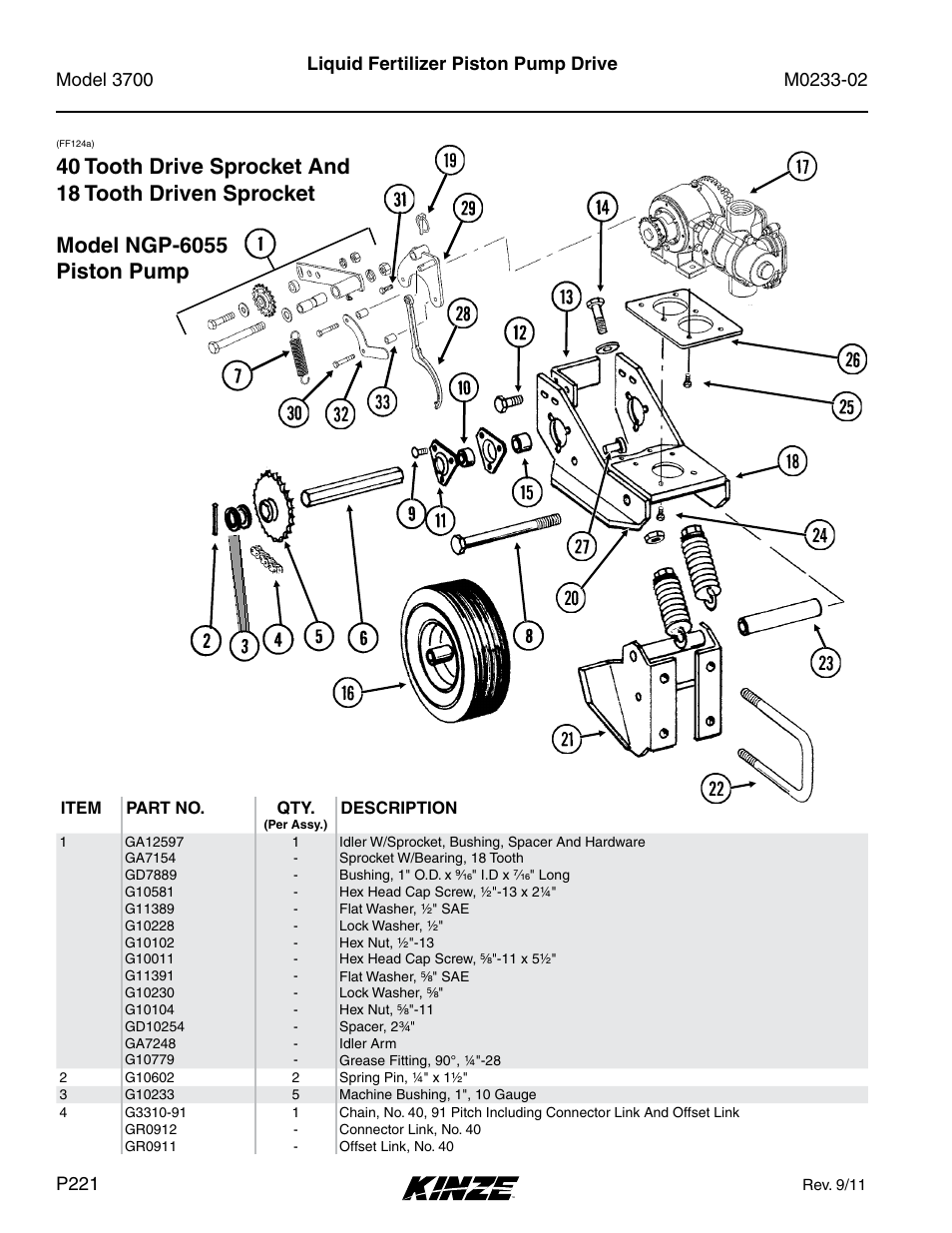 Fertilizer, Liquid fertilizer piston pump drive | Kinze 3700 Front Folding Planter Rev. 6/14 User Manual | Page 224 / 284