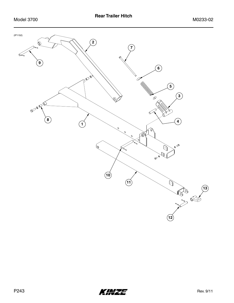 Rear trailer hitch | Kinze 3700 Front Folding Planter Rev. 6/14 User Manual | Page 246 / 284