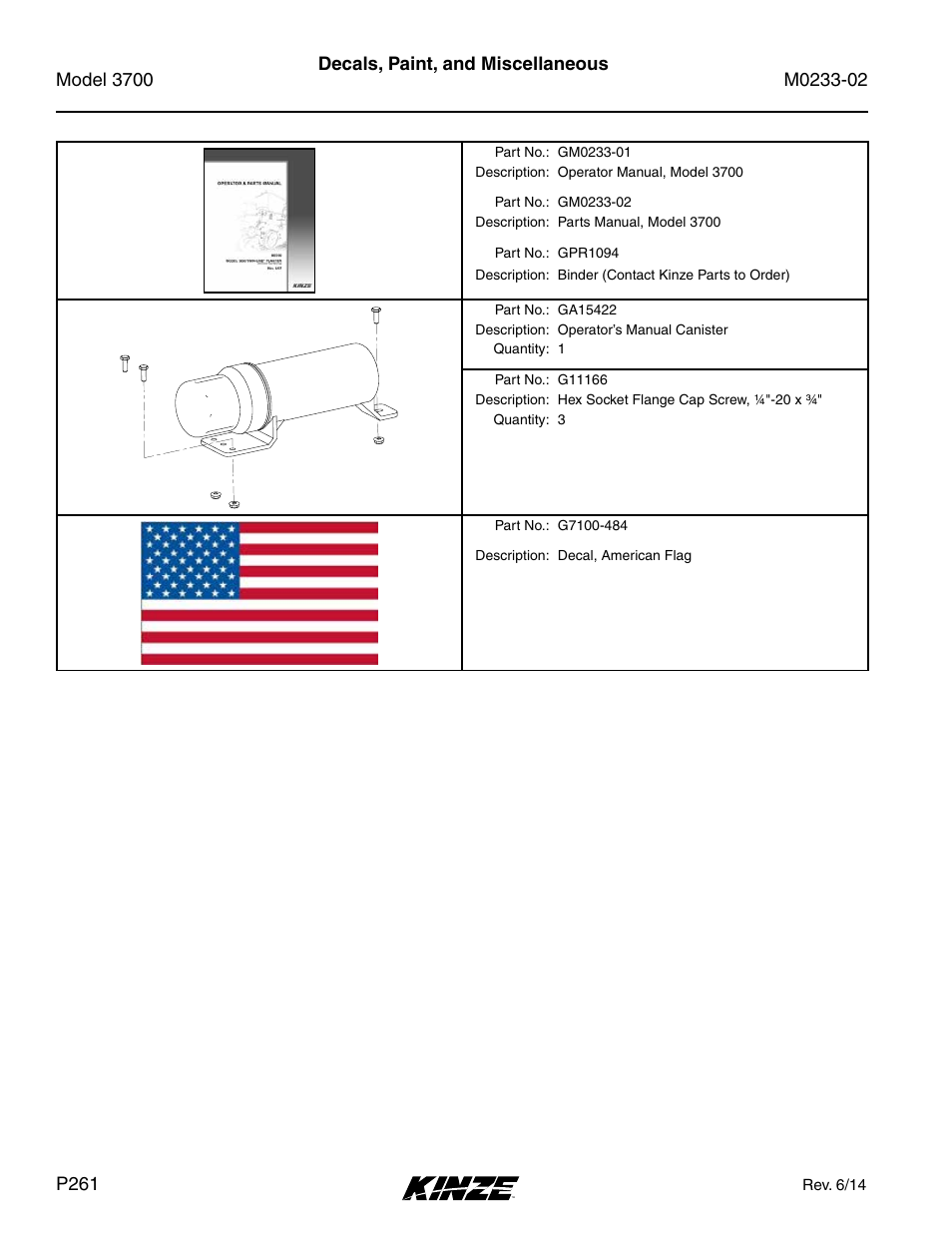Decals, paint, and miscellaneous | Kinze 3700 Front Folding Planter Rev. 6/14 User Manual | Page 264 / 284
