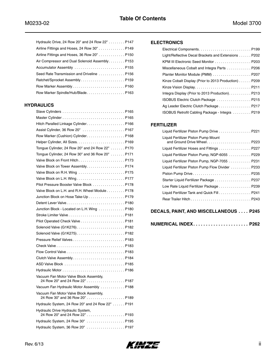 Kinze 3700 Front Folding Planter Rev. 6/14 User Manual | Page 3 / 284