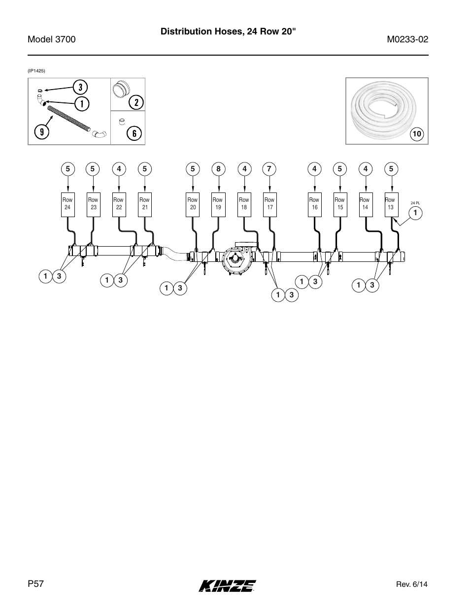 Distribution hoses, 24 row 20 | Kinze 3700 Front Folding Planter Rev. 6/14 User Manual | Page 60 / 284