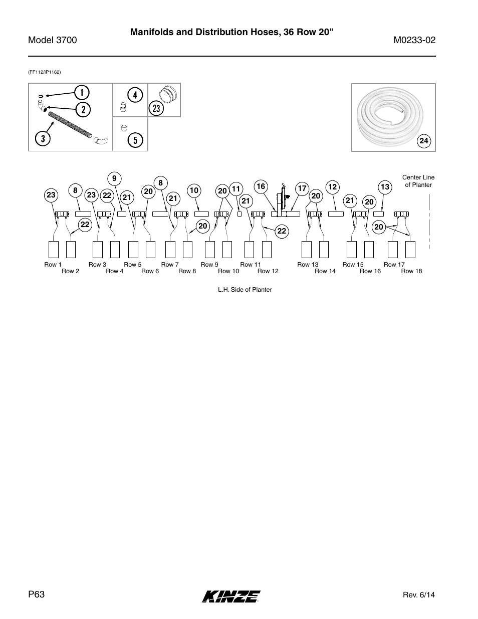 Manifolds and distribution hoses, 36 row 20 | Kinze 3700 Front Folding Planter Rev. 6/14 User Manual | Page 66 / 284