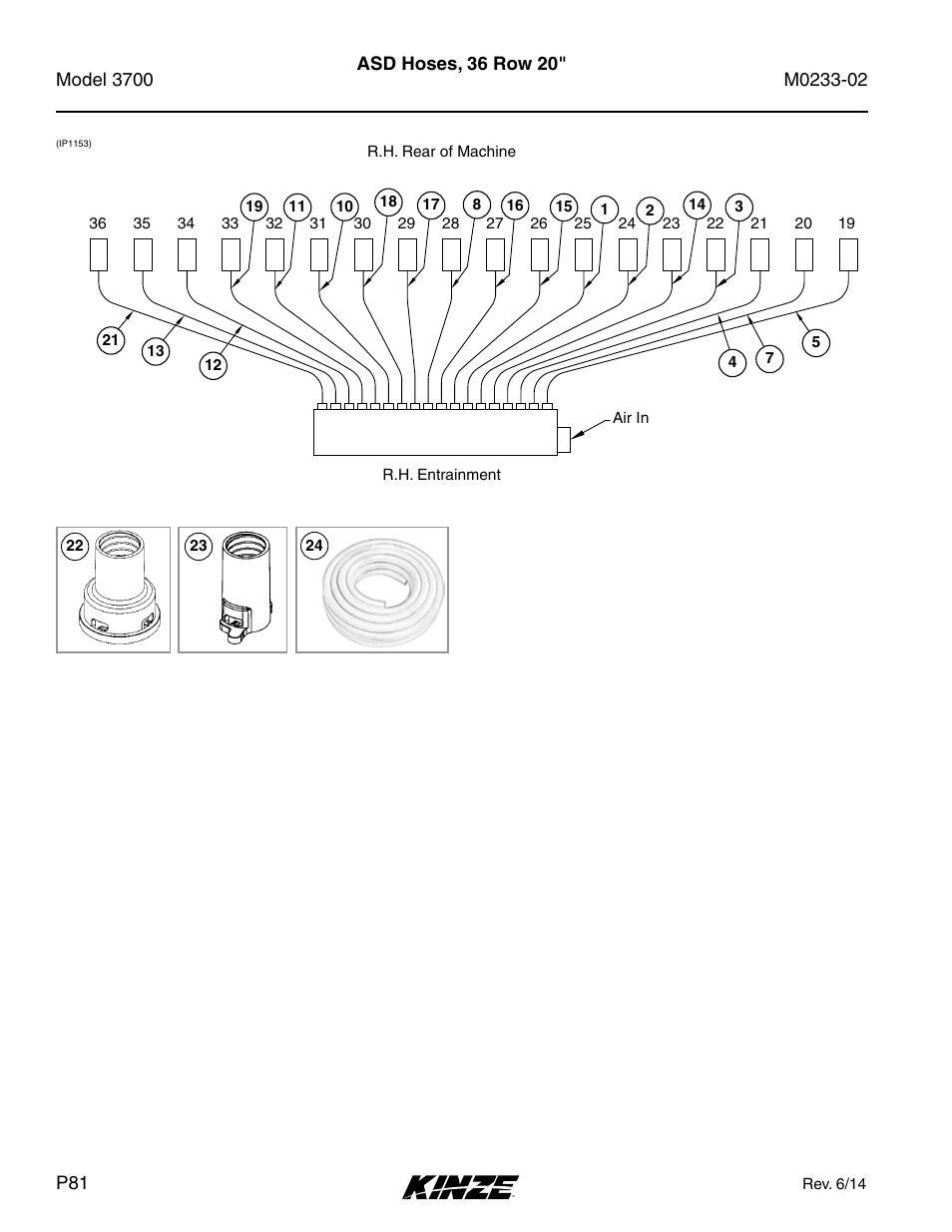 Asd hoses, 36 row 20 | Kinze 3700 Front Folding Planter Rev. 6/14 User Manual | Page 84 / 284
