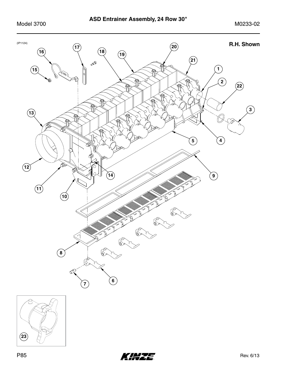 Asd entrainer assembly, 24 row 30 | Kinze 3700 Front Folding Planter Rev. 6/14 User Manual | Page 88 / 284