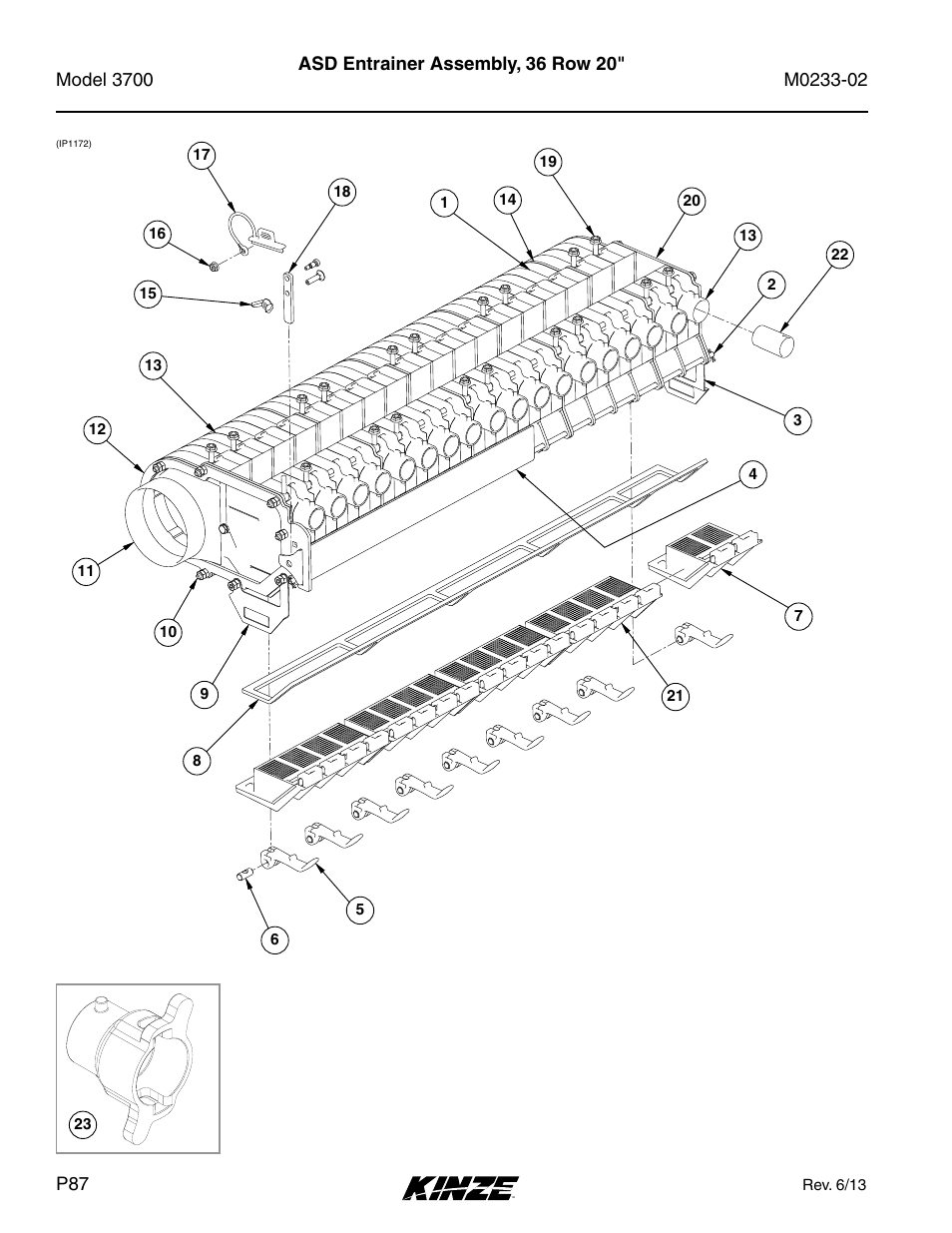 Asd entrainer assembly, 36 row 20 | Kinze 3700 Front Folding Planter Rev. 6/14 User Manual | Page 90 / 284