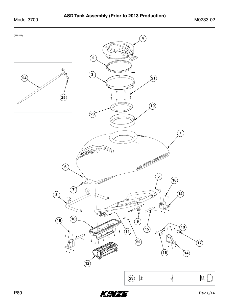 Asd tank assembly (prior to 2013 production) | Kinze 3700 Front Folding Planter Rev. 6/14 User Manual | Page 92 / 284