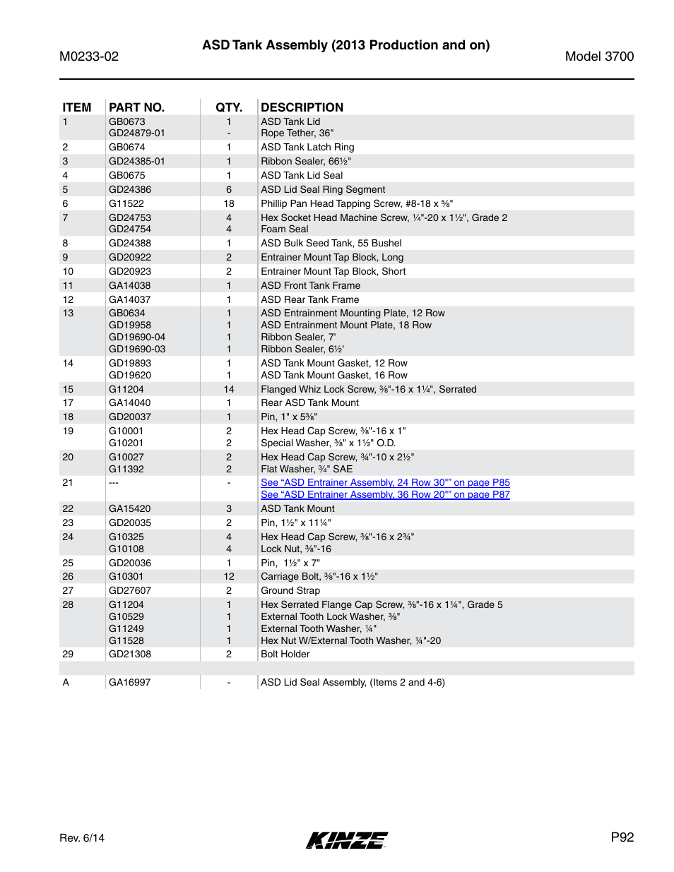 Asd tank assembly (2013 production and on) | Kinze 3700 Front Folding Planter Rev. 6/14 User Manual | Page 95 / 284