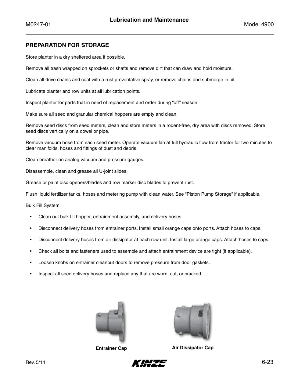 Preparation for storage, Preparation for storage -23 | Kinze 4900 Front Folding Planter Rev. 5/14 User Manual | Page 105 / 132