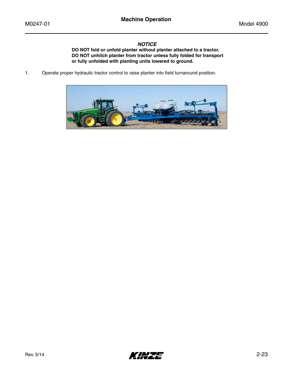 Kinze 4900 Front Folding Planter Rev. 5/14 User Manual | Page 35 / 132