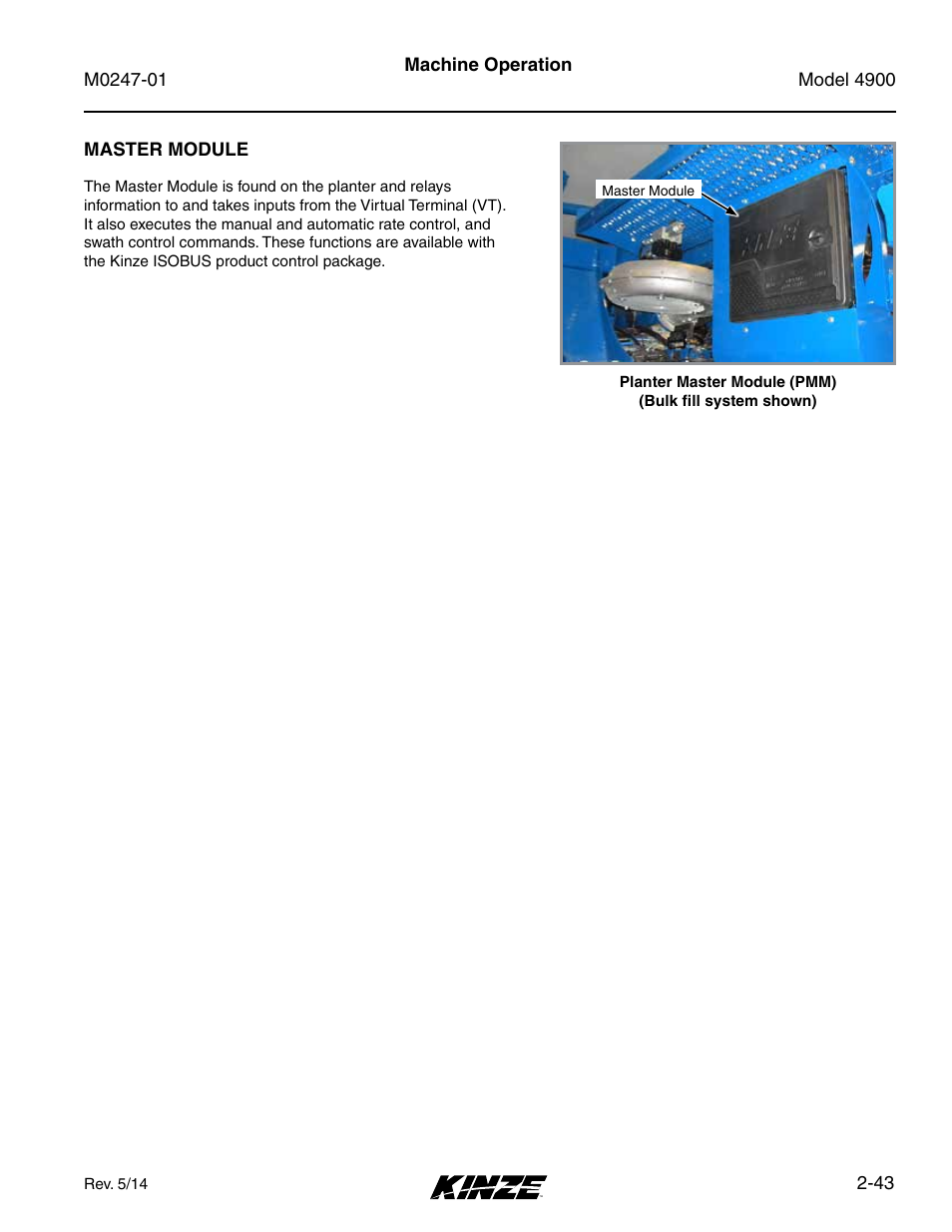 Master module, Master module -43 | Kinze 4900 Front Folding Planter Rev. 5/14 User Manual | Page 55 / 132