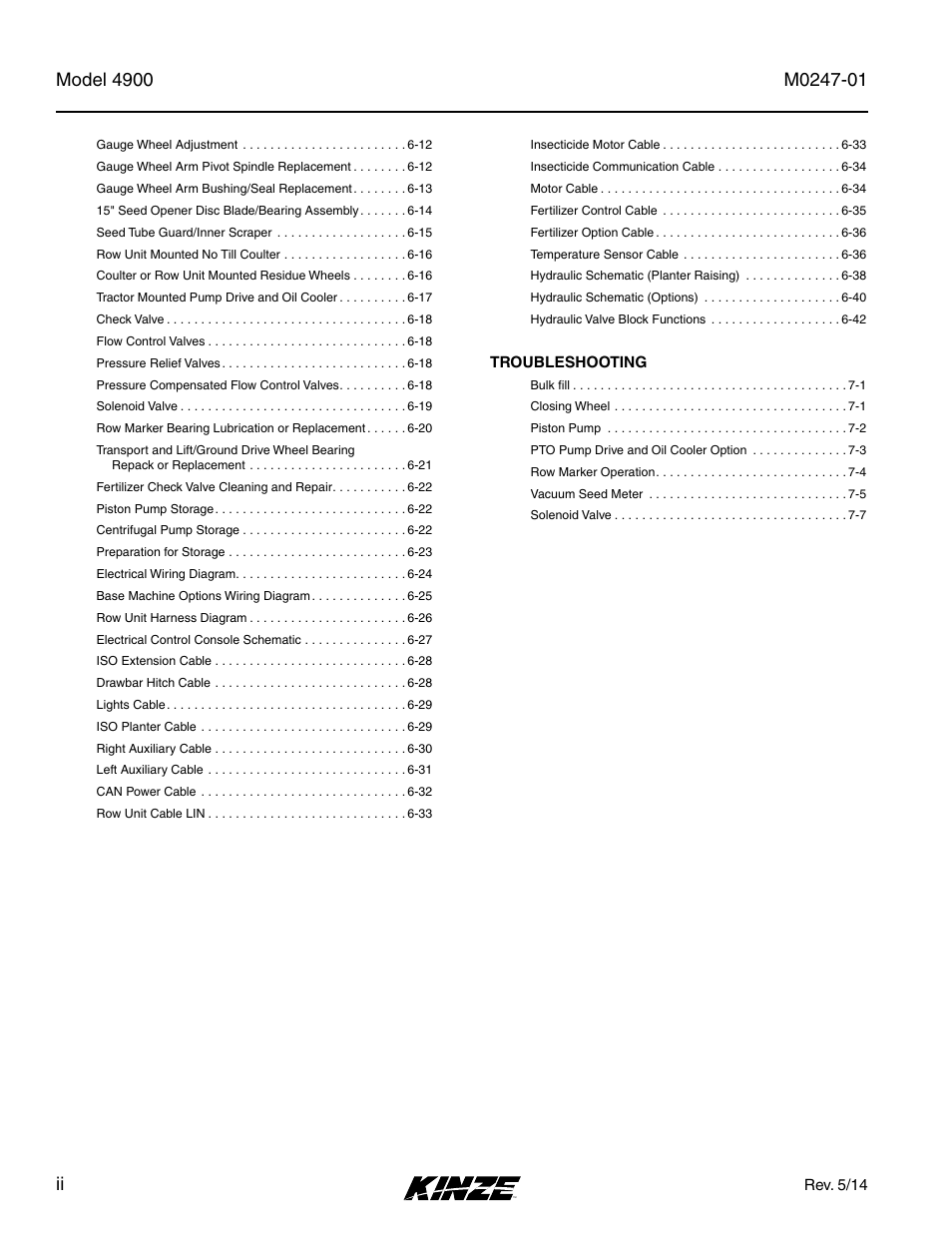 Kinze 4900 Front Folding Planter Rev. 5/14 User Manual | Page 6 / 132