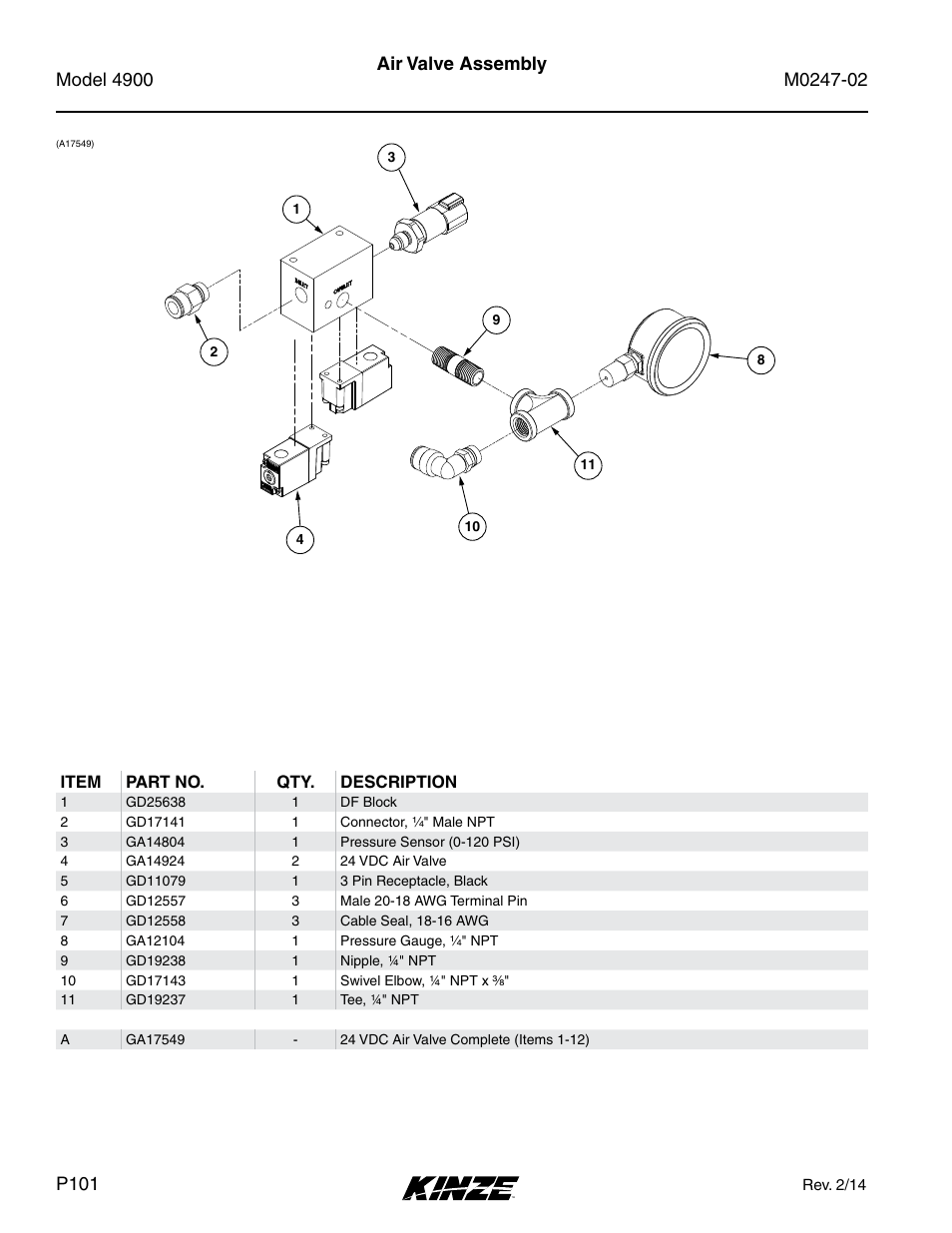 Air valve assembly | Kinze 4900 Front Folding Planter Rev. 3/14 User Manual | Page 104 / 280