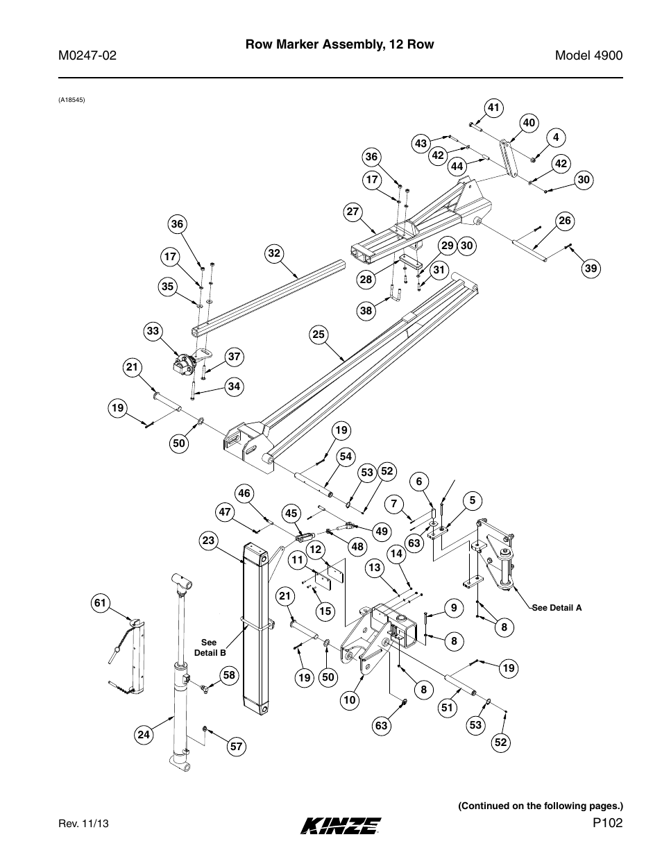 Row marker assembly, 12 row | Kinze 4900 Front Folding Planter Rev. 3/14 User Manual | Page 105 / 280
