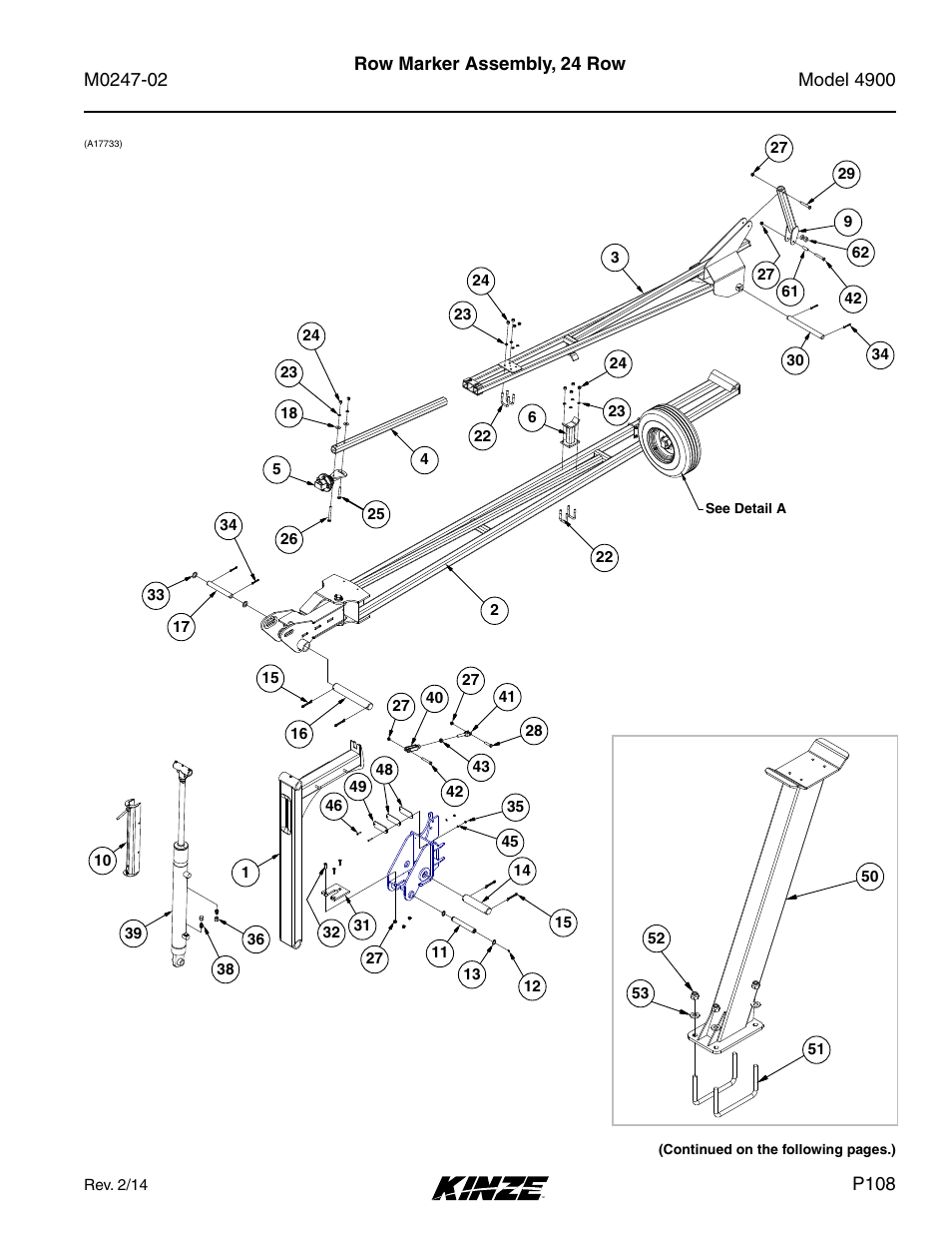 Row marker assembly, 24 row | Kinze 4900 Front Folding Planter Rev. 3/14 User Manual | Page 111 / 280